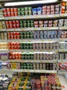 Tidy display of variety products of flavoured yogurt