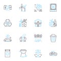 Tidy house linear icons set. Cleanliness , Organization , Declutter , Minimalism , Neatness , Hygiene , Home line vector