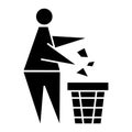 Tidy man or do not litter symbol. Keeping the clean. Glyph icon. Pitch in put trash in its place. Keep clean and dispose of Royalty Free Stock Photo