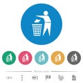 Tidy man solid flat round icons