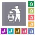 Tidy man solid square flat icons