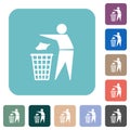 Tidy man solid rounded square flat icons