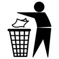 Tidy man symbol, do not litter icon, keep clean, dispose of carefully and thoughtfully symbol, vector illustration. Royalty Free Stock Photo