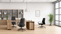 A tidy, professional office with black chairs. Royalty Free Stock Photo