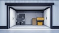 A tidy storage space featuring shelving, colorful boxes, and organized items, perfect for showcasing efficient organization