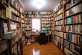 tidy and well-organized library, with shelves neatly arranged and books in their place