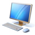 A tidy workspace featuring a computer monitor, mouse, and keyboard on a desk