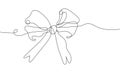 Tie bow vector illustration in continuous line style. Vintage neck bow for wedding. Hand drawn ribbon