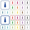 Tie outlined flat color icons Royalty Free Stock Photo