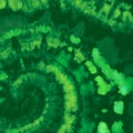 Tie Dye Circular. Green Batik Psychedelic Design.