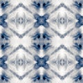 Tie Dye Ornament. Blue Seamless Design. Indigo Royalty Free Stock Photo