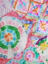 Tie Dye Pattern. Ethnic Abstract. Flowers Bohemian Prints. White Hippie Borders. Abstract Textile Print. Multicolor Tie Dye Batik Royalty Free Stock Photo