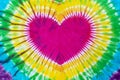 Heart shape tie dye pattern hand dyed on cotton fabric  abstract background Royalty Free Stock Photo