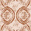 Tie Dye Seamless Pattern. Ethnic Pattern. Flowers Bohemian Pattern. Brown Hippie Prints. Creative Textile Print. Bronze Tie Dye Royalty Free Stock Photo