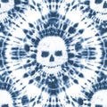 Tie dye shibori skulls seamless pattern. Skull watercolour abstract texture