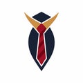 A tie elegantly placed on top of a plain white background, showcasing a simple yet sophisticated design, Create a minimalist logo Royalty Free Stock Photo
