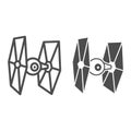 TIE Fighter line and solid icon, star wars concept, imperial starfighter eyeball vector sign on white background Royalty Free Stock Photo