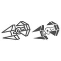 TIE IN Interceptor line and solid icon, star wars concept, TIE fighter vector sign on white background, outline style