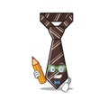 Tie isolated student holding pencil with on the cartoon