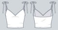 Tie Knot Top technical fashion Illustration. Jersey Cropped Tank Top fashion flat technical drawing template, slim fit