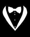 White bow tie logo on a black background. white strokes and tie lines are an icon, part of men`s business-style clothing Royalty Free Stock Photo