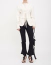 Tie-neck striped cotton-blend jacquard blouse,detail long sleeve blouse, Tops for Women | T-shirts, Tops, Blouses