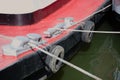 Tie off cleats on a sternwheeler Royalty Free Stock Photo