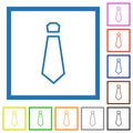 Tie outline flat framed icons Royalty Free Stock Photo
