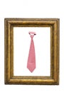 Tie with red and white squares pattern in frame