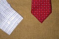 Tie and shirt on the old sacking Royalty Free Stock Photo