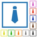 Tie solid flat framed icons Royalty Free Stock Photo