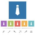 Tie solid flat white icons in square backgrounds Royalty Free Stock Photo