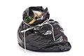 Tied black rubbish bag with lace Royalty Free Stock Photo