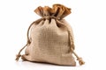 Tied burlap bag isolated on white background. Organic material. Textile - burlap sack. generative ai Royalty Free Stock Photo