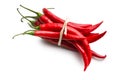 Tied chili peppers on white background Royalty Free Stock Photo