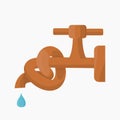 Tied Faucet for Water Saving Concept Vector Illustration Royalty Free Stock Photo