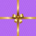 Tied Gold Bow on Crossed Ribbons Center of Vector Royalty Free Stock Photo