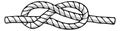 Tied knot in nautical style. Rope loop drawing Royalty Free Stock Photo