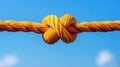 Tied Knot Rope With Sky, Shows Strength And Connection Concept Theme Royalty Free Stock Photo