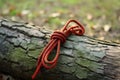 tied knots on a rope for outdoor survival skills Royalty Free Stock Photo