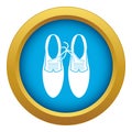 Tied laces on shoes joke icon blue vector isolated