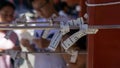 Tied Omikuji - Paper Fortune at Sensoji Asakusa Kannon Temple on a sunny day