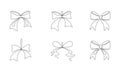 Tied ribbon bow hand drawing one line set. Vector stock illustration isolated on white background for design template Royalty Free Stock Photo