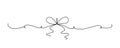 Tied ribbon bow hand drawing one line. Vector stock illustration isolated on white background for design template Royalty Free Stock Photo