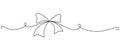 Tied ribbon bow hand drawing one line. Vector stock illustration isolated on white background for design template Royalty Free Stock Photo