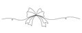 Tied ribbon bow hand drawing one line. Vector stock illustration isolated on white background for design template Royalty Free Stock Photo