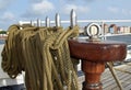 Tied ropes on tallship Royalty Free Stock Photo