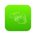 Tied shoes joke icon green vector