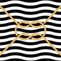 Tied square knot on striped background