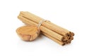 Tied true ceylon cinnamon sticks and powder Royalty Free Stock Photo